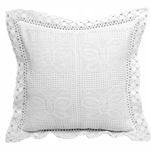Jedeka Boho Hygge Kussenhoes Haakwerk Wit 40x40 cm