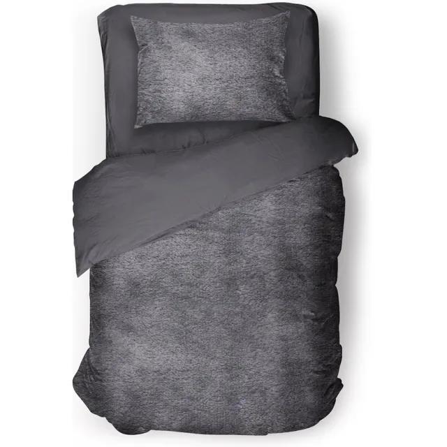 Eleganzzz Dekbedovertrek Flanel Fleece - Dark Grey - Dekbedovertrek 140x200/220cm - 100% flanel fleece - Eenpersoons dekbedovertrekken - 140x220cm - Fluffy Dekbedovertrek - Effen Dekbedovertrek Antraciet