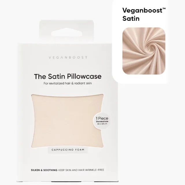 Veganboost Satijnen Kussensloop - Cappuccino Foam - 66 x 48 cm - Vegan Satijn - Tegen Pluis & Haarbreuk Beige