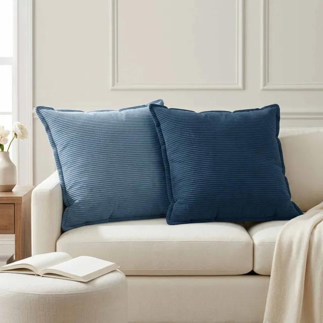 vidaXL Kussensloop 2 st HOUTEN Blauw 65 x 65 cm corduroy