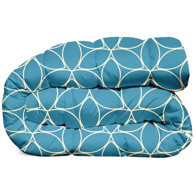 bedlin Premium Dekbed bedrukt - Zonder hoes ( 2 in 1 ) - Tweezijdig - 240 x 220 cm - ChicflowerBlue / Chicflower Blauw, Beige