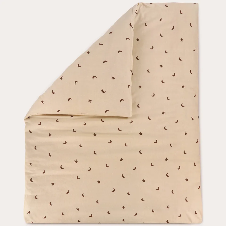 NOUS Kids Moon & Stars flanellen dekbedovertrek beige, foto 4