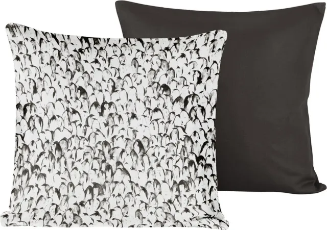 De Witte Lietaer Sierkussensloop Set Waddle Dark Shadow- 40 x 40 cm - Satijn Katoen Zwart