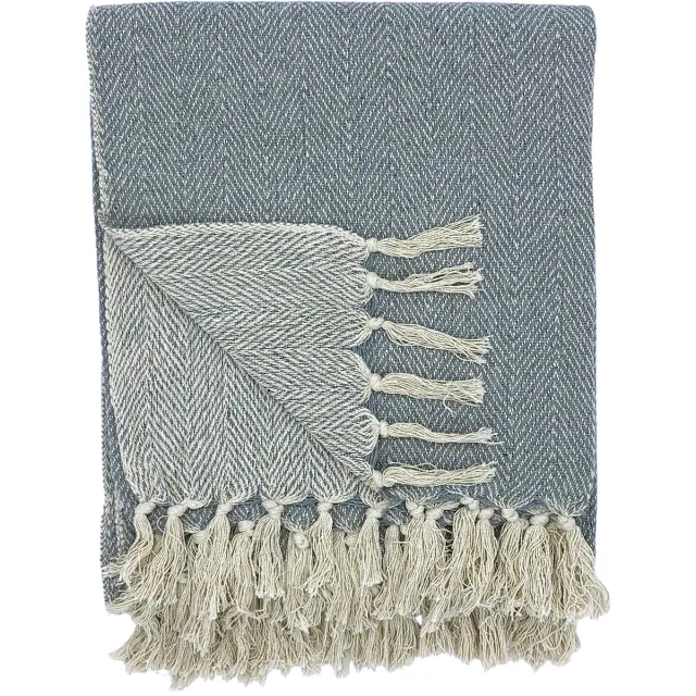 Lavandoux Geweven Plaid - Woven Throw - Katoen - 125 x 150cm - Grijs