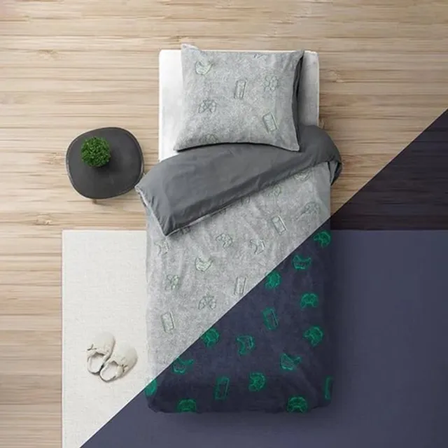 Sleept Sleeptime dekbedovertrek Glow in the dark Games Multi 140 x 200/220 cm Grijs
