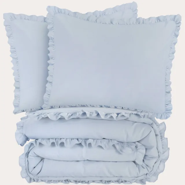 NOUS Living katoenen dekbedovertrek lits-jumeaux blauw