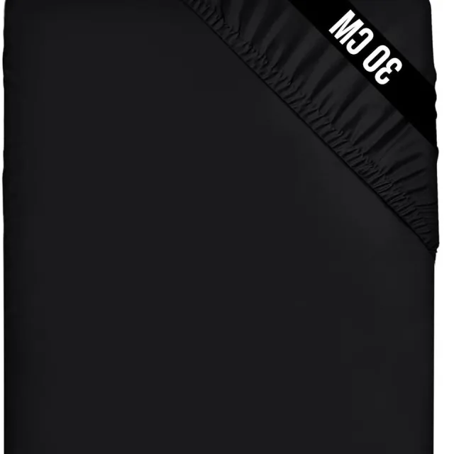 RFWR Hoeslaken 90x190 cm tot 30 cm Matrashoogte - Zwart - Zachte Geborstelde Microvezel