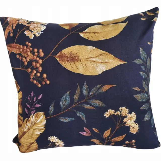 Fan Katoenen Kussensloop 40x40cm - Blauw Botanisch Design
