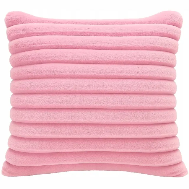 Fitizzio Pluche Kussenhoes 40x40cm - Streept & Zacht - Roze