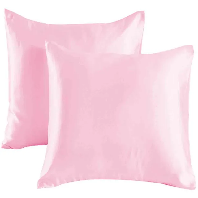 OKWISH Kussenslopen – Set Van 2 – 80 x 80 cm – Satijnlook – Met Verborgen Rits Voor Haar En Huid – Roze