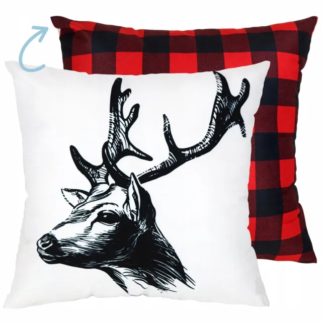 DOMAREX Kerst Kussenhoes 45x45 cm - Decoratieve Rode Ruit Rood