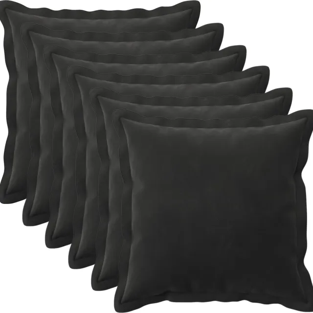 vidaXL Kussensloop - 6 - st - HOUTEN - Zwart - 50 - x - 50 - cm - Fluweel