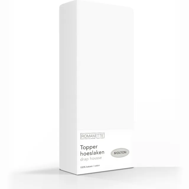 Romanette Luxe Molton Topper Hoeslaken - 200x220 cm - Wit