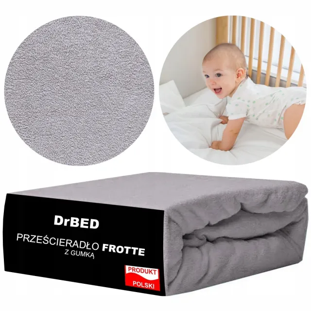 DrBED Hoeslaken - 60x120cm - Frotte - Grijs - Elastaan