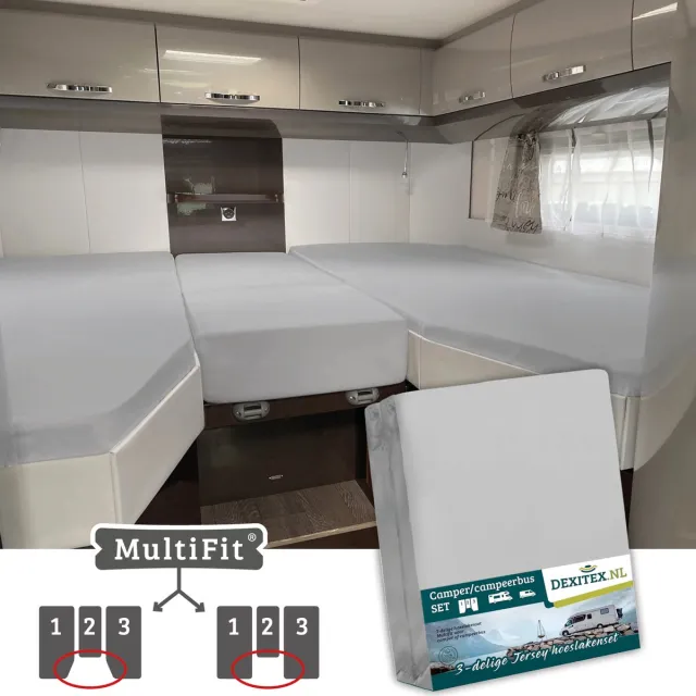 dexitex Hoeslaken LICHT GRIJS 3 delige set / Camper /Lengtebedden / enkele bedden Lichtgrijs
