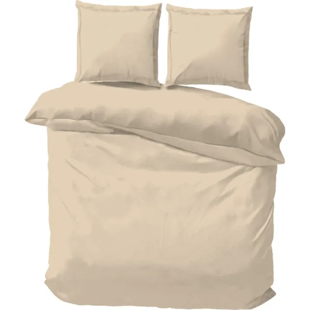 iSleep Satijn Katoen Dekbedovertrek Uni - Litsjumeaux - 240x200/220 cm - Medium Beige