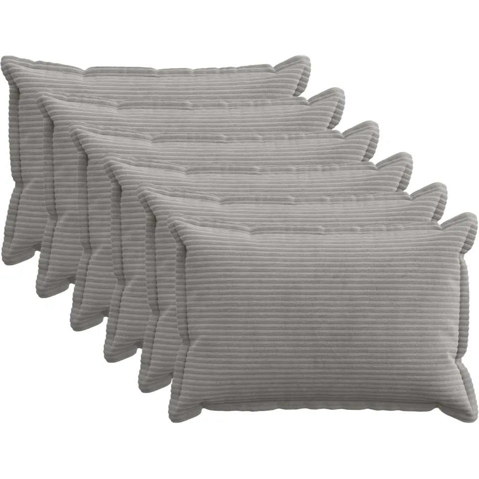 vidaXL Kussensloop 6 st HOUTEN Lichtgrijs 40 x 60 cm corduroy, foto 3