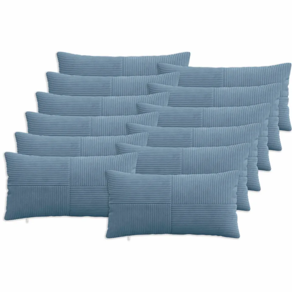 vidaXL Kussensloop 12 st ALMELO Blauw 40 x 80 cm corduroy, foto 3