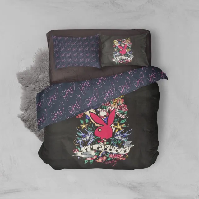 Playboy Sailor Dekbedovertrek - Lits Jumeaux - 240x200/220 cm - Black Zwart