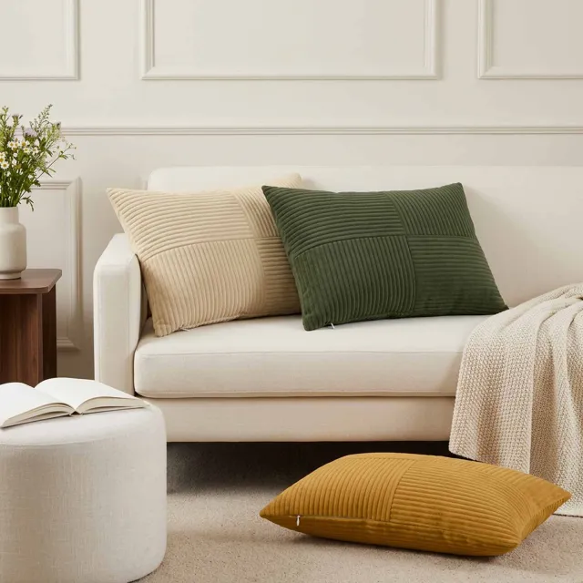vidaXL Kussensloop 2 st ALMELO Geel 50 x 75 cm corduroy
