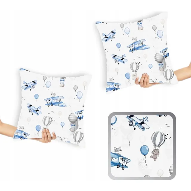 Designpremium Katoenen satijnen kussenslopen 40x40 cm - 2 stuks met dierenprint Blauw