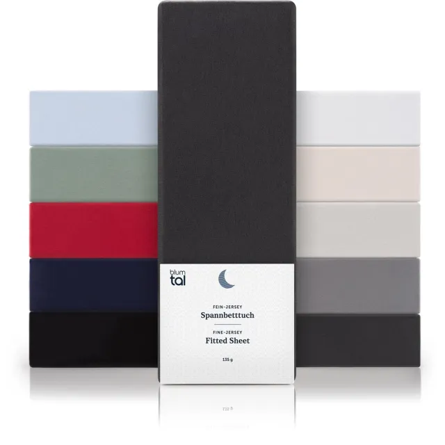 Blumtal Hoeslaken - Fitted Sheet - Jersey - Katoen - 140 x 200 x 30 cm - Antraciet