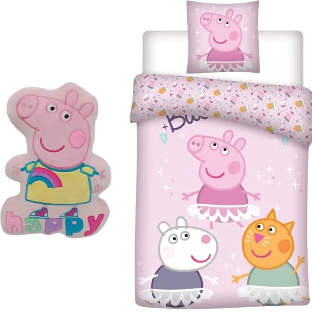 Peppa Pig slaapkamerset; dekbedovertrek en gevormd kussen Dekbedset