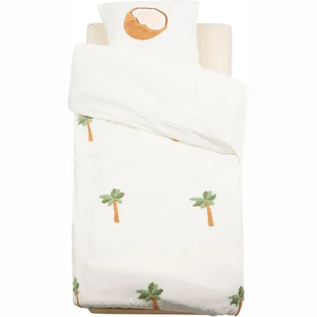 Atmosphera Kids Palmboom Dekbedovertrek set met 1 kussensloop 140x200cm/65x65cm Blanc
