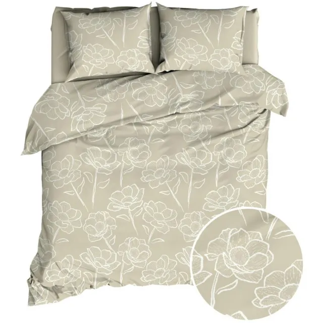 Romanette Dekbedovertrek - Oyster Bloemen Katoen - B 240 x L 200 cm/B 240 x L 220 cm - Lits-jumeaux - 02690-B 240 x L 200/220 cm
