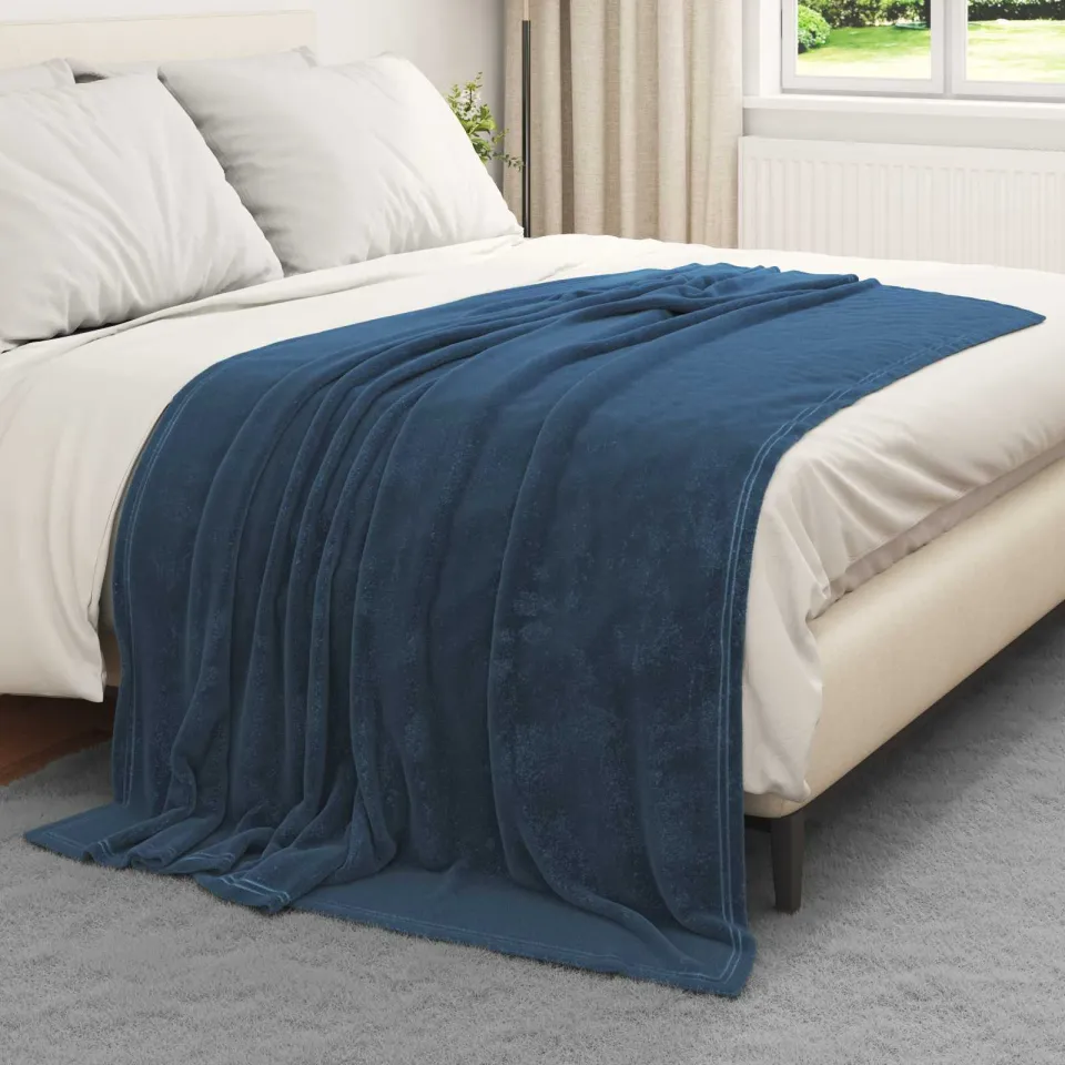 vidaXL plaid Marineblauw 200 x 150 cm 0,78 kg Fleece, foto 3