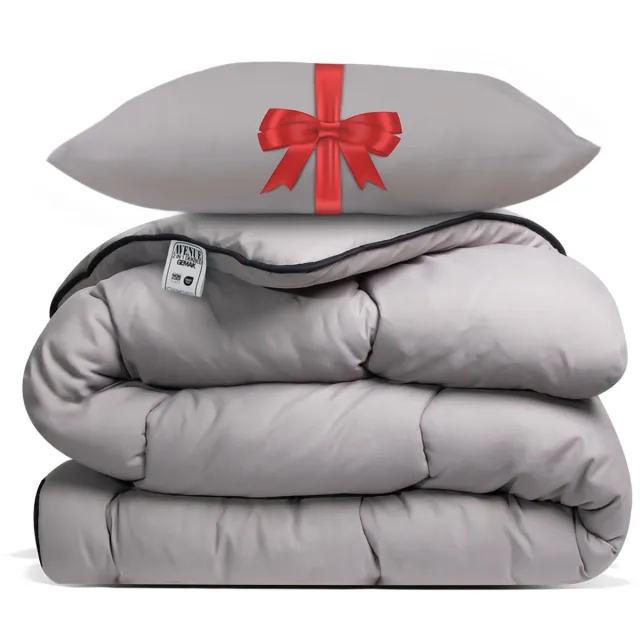 Avenue Dekbed zonder overtrek 200x200 cm Taupe + Hoofdkussen 60x70 cm Taupe – Hoesloos – Anti-allergisch & wasbaar op 60°C – All Year comfort slaapbundel
