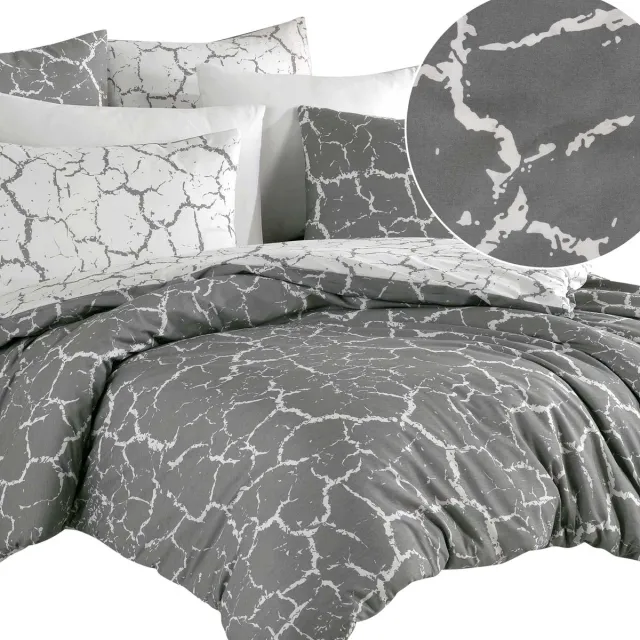 Darymex Luxe Katoenen Dekbedovertrekset Ranforce MERCER GREY – 200x220 cm – Staalrijs Marmer – 100% Katoen – Darymex Staalgrijs
