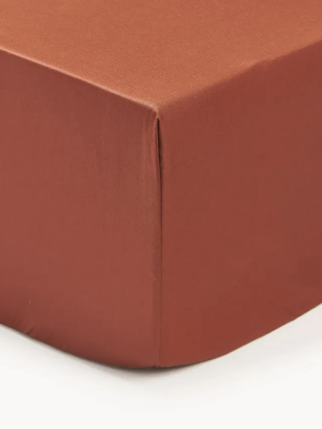 Westwing Collection Divan hoeslaken Premium van katoensatijn Terracotta