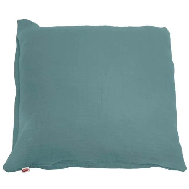 Matex Muslin Kussensloop - 40x40 cm - Rits - 100% Katoen Blauwgroen