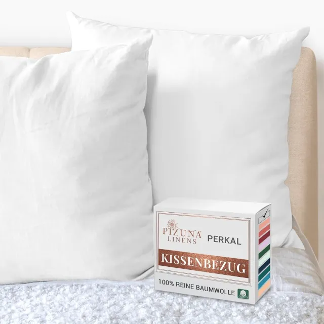 Pizuna Kussenlopen Set van 2, 80x80 cm, 100% Katoen, Wit, Ademend