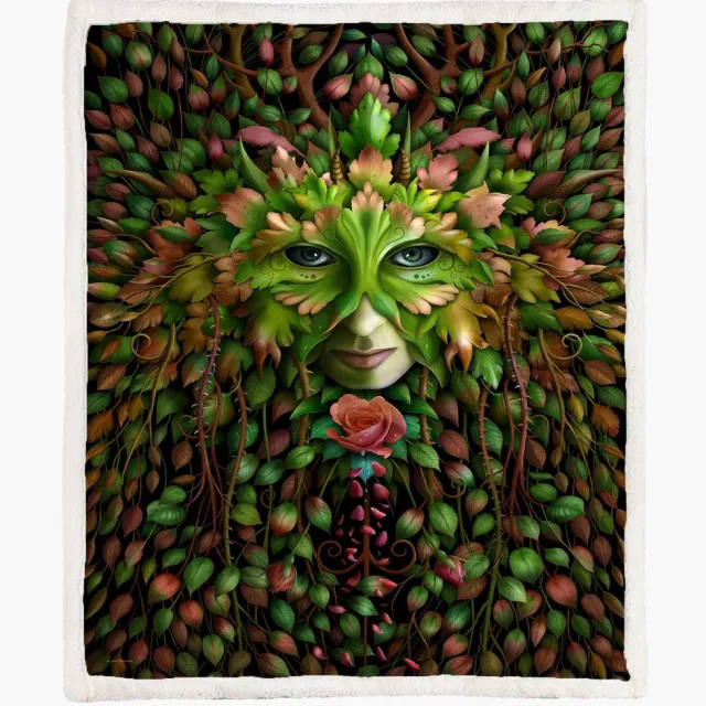 The Coloured House Fleece Deken 150*200cm Green Woman Multicolor