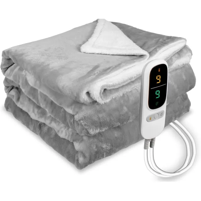RONN® Elektrische Deken 2 Persoons - Elektrische Deken - Deken - Grijs - 200cm x 180cm x 2cm