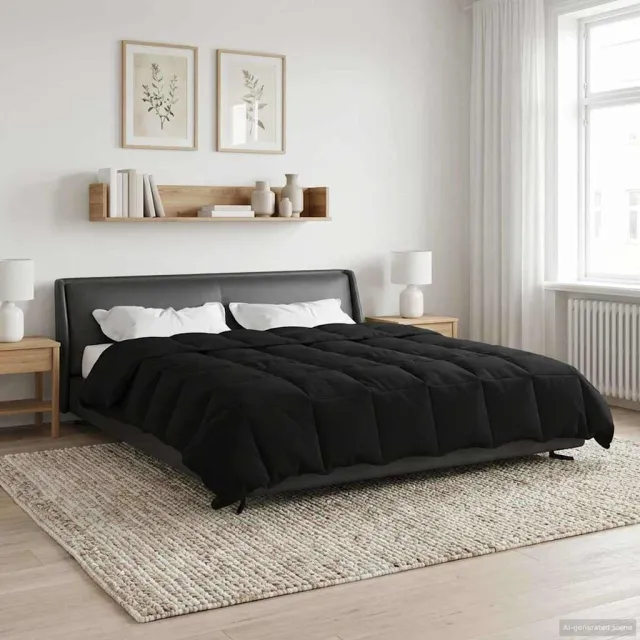 vidaXL Zomer Dekbed 240 x 260 cm Zomer Microfiber (100% polyester) Zwart