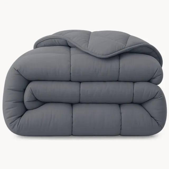 Happybed Dekbed zonder overtrek 140x200 - Bedrukt dekbed zonder hoes - Hoesloos Dekbed met Print - Wasbaar All year Eenpersoonsdekbed - Antracite