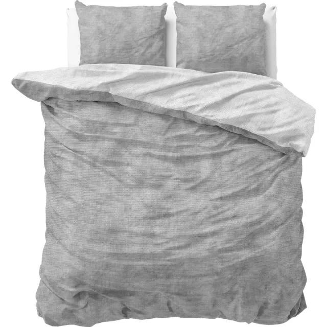 Sleeptime Flanel Twin Washed Cotton Dekbedovertrekset - 2 kussenslopen Washed Grijs