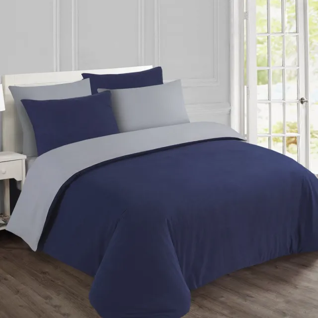 VISION home VISION Flanel - Tweezijdig omkeerbaar Dekbedovertrekset - 100% katoen flanel: warm en zacht - Kingsize - Dekbedovertrek met 2 bijhorende slopen - Grijs / Blauw - Oekotex gecertificeerd