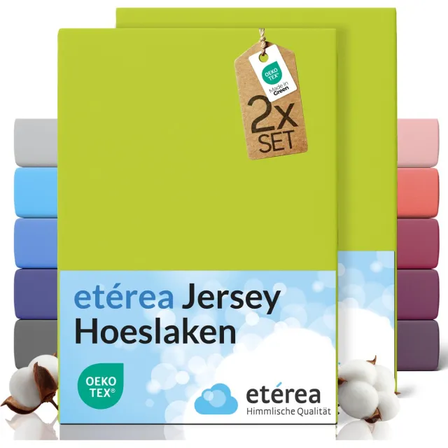 etérea Himmlische Qualität etérea Jersey hoeslaken 2-pack 80x200 cm (hoek 20 cm) 100% katoen - Appelgroen