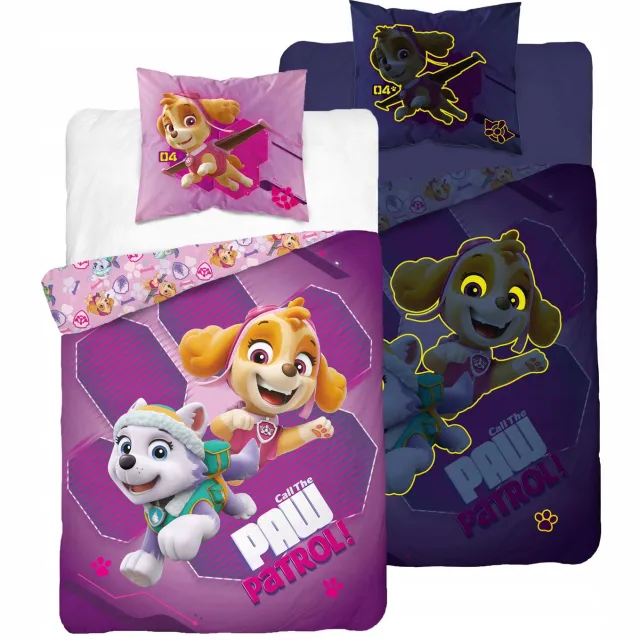 PAW Patrol Glow in the dark dekbedovertrek - call the Paw Patrol - katoen - eenpersoons - 140x200 + 70x80 cm Paars