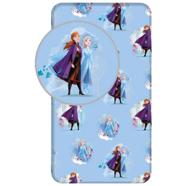Disney Frozen Hoeslaken Anna Elsa - Eenpersoons - 90 x 200 cm - Blauw