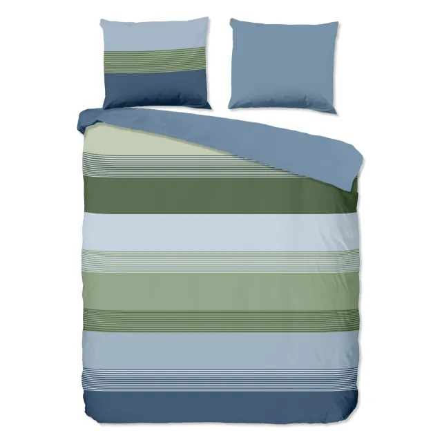 Good Morning katoenen dekbedovertrek lits-jumeaux groen blauw Multi