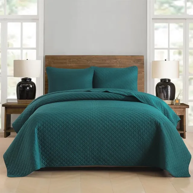 Unyqoos Luxueuze Turquoise Bedsprei Set van Katoen met Kussenslopen voor Tweepersoonsbedden