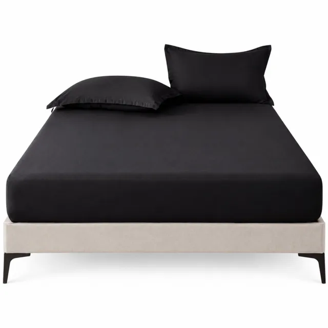 SWGOTA Zwart hoeslaken 153 x 203 cm van polyester - Effen bedtextiel met omsluitende zijkanten
