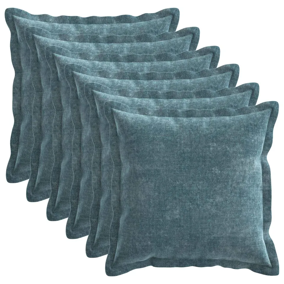 vidaXL Kussensloop 6 st HOUTEN Blauw 40 x 40 cm Chenille Stof, foto 3
