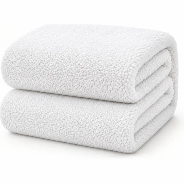 decoware Teddy Fleece Hoeslaken 160x200 cm - Wit - Warm & Extra Zacht - Matrashoogte tot 30 cm