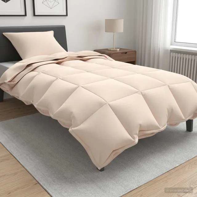 vidaXL Dekbedset Beige 137 x 200 cm Katoen, Kapok, Polyester